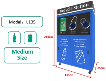 RVM -Reverse Vending Machine for plastic bottle and aluminum can Rewards for recycling Refund coin Directly Print receipt