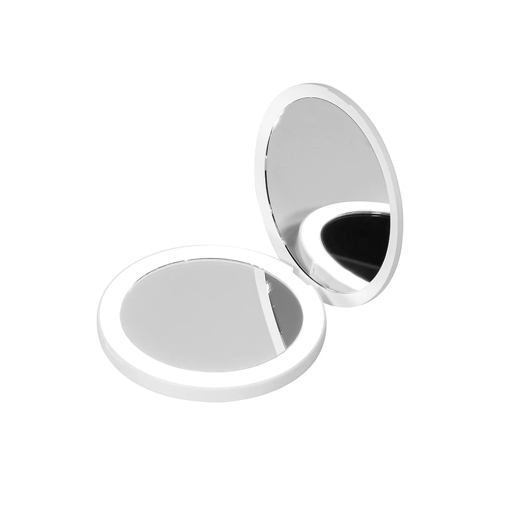 Supplier Wholesale Small Travel Double Sided Round Glass Led Lighted Makeup Mirror