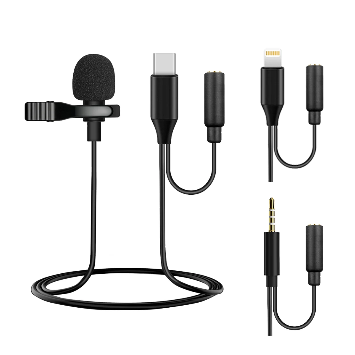 Portable Mike 3.5 mm Jack Matel Mini Wired Condenser Lavalier Lapel Clip Microphone For Smart Mobile Phone Camera