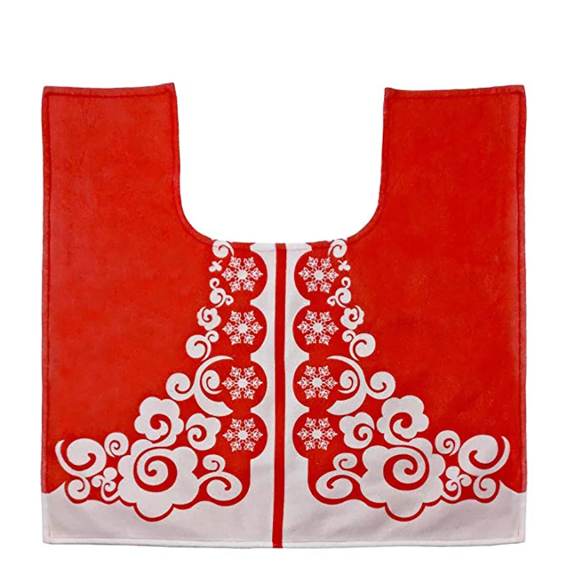 3pcs/set Happy Santa Toilet Seat Cover and Rug Set Bathroom Christmas Decorations Supplies