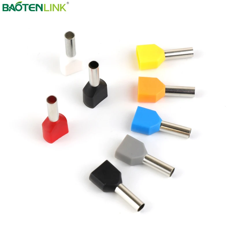 BAOTENG TE0508 electrical copper cord end crimp double wire crimping terminal