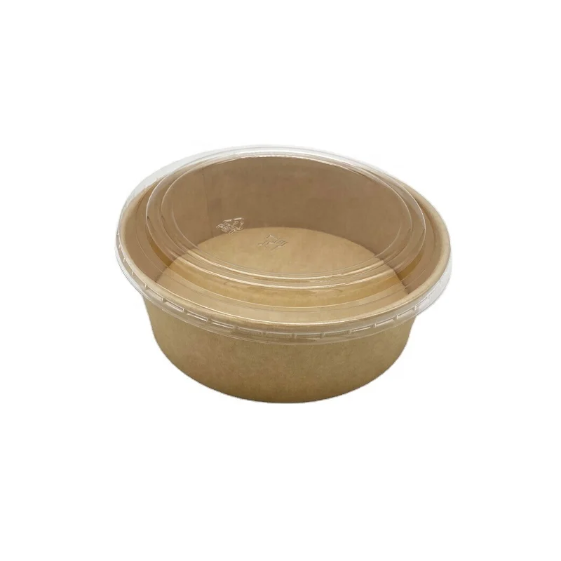 Kraft Salad Bowl Disposable Printed  Customized Paper Bowl Food Container with Clear Lid