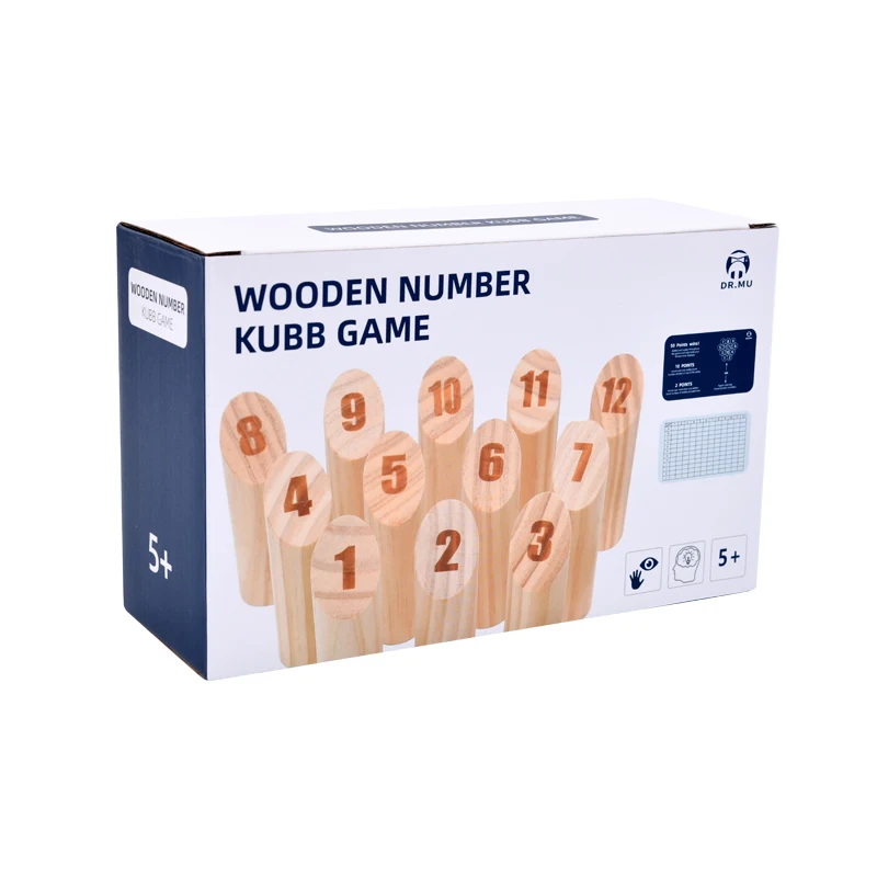 Wooden Smite Kubb Set Game With Printing Number All ages Traditional sports toy Funny Kids