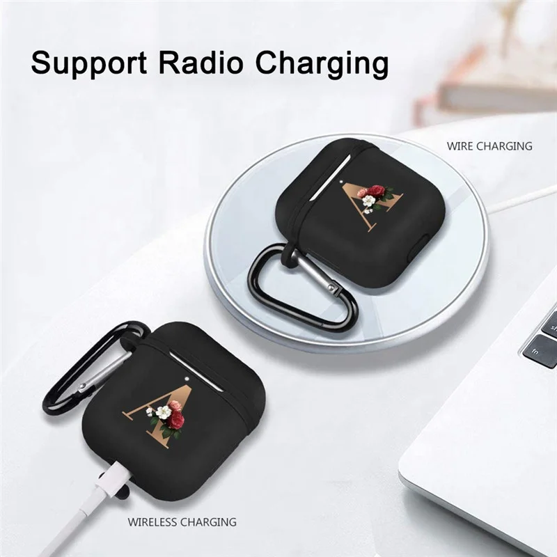 Hot selling Rose gold Initials Alphabet U Protector Cover Popular Earphone Case for Airpods 1 2 3 pro