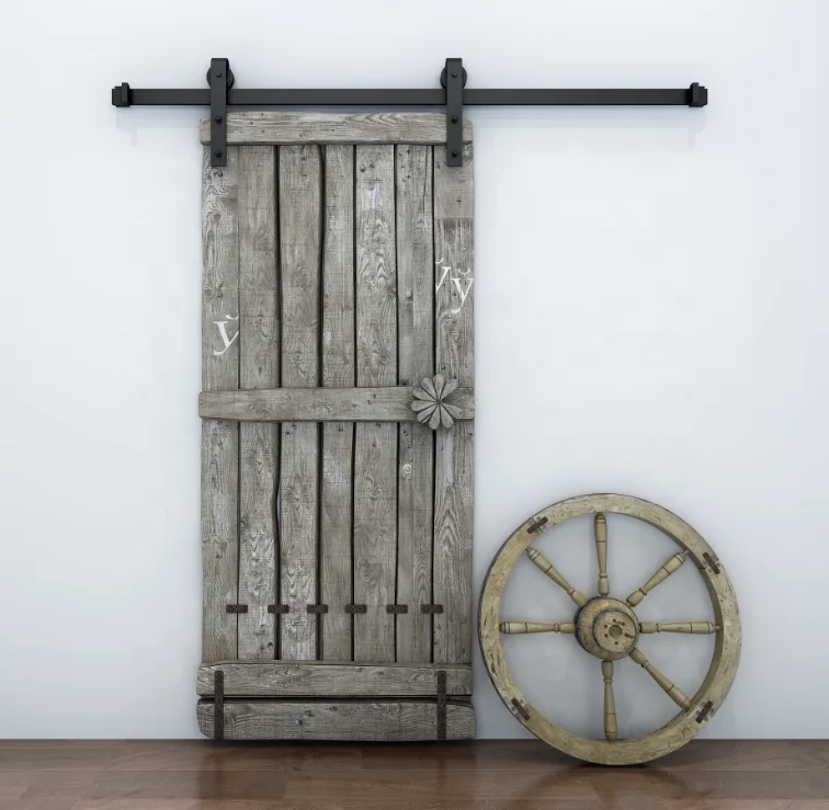 JSD-черная фурнитура для дверей сарая, система раздвижных дверей с плоской дорожкой для дверей сарая в американском стиле