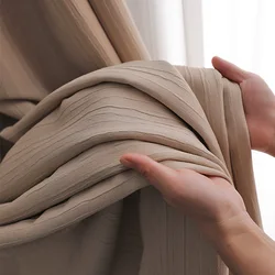 Log wind-pressed curtain simple light luxury window milk tea color shading cloth wholesale