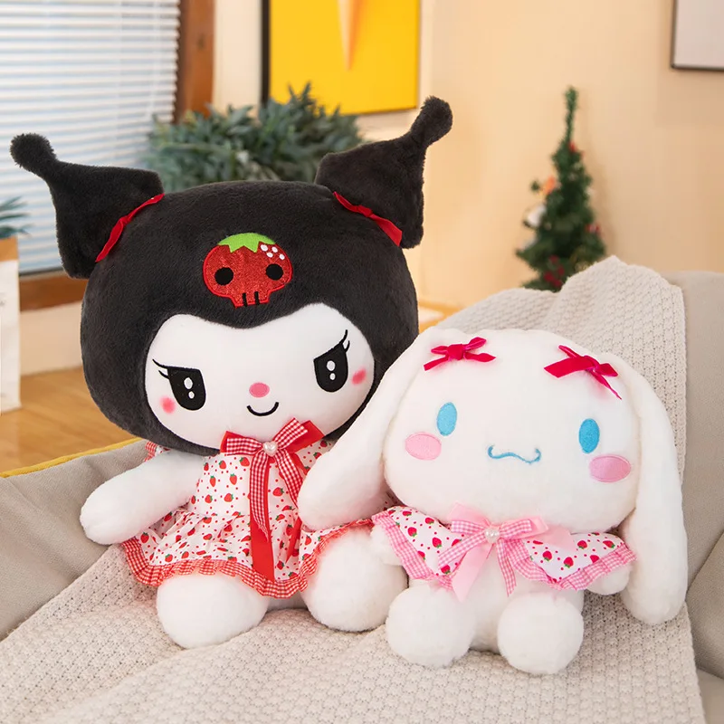 Kuromi My Melody Cartoon Lovely Sanrioed KT Floral Dress Doll Cinnamoroll Dress Up Doll Plush Toy Children Doll Birthday Gift