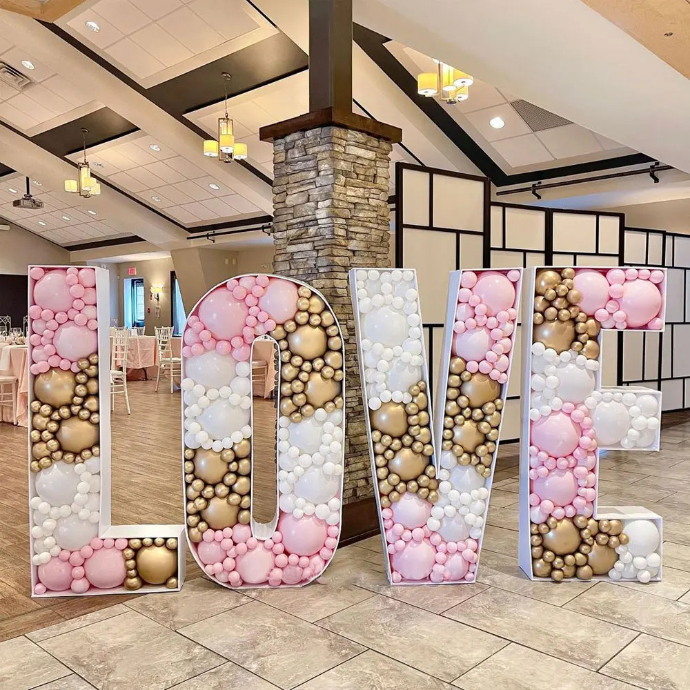 Giant 100/120CM Number Letters Mosaic Frames For Balloon LOVE BABY Birthday Anniversary Wedding Party Backdrop DIY Balloon Stand