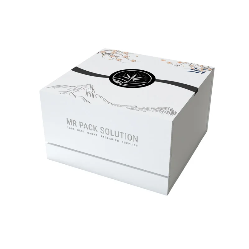 Square Pre Magnetic Clamshell Roll Cardboard SmellProof Paper Box Packaging