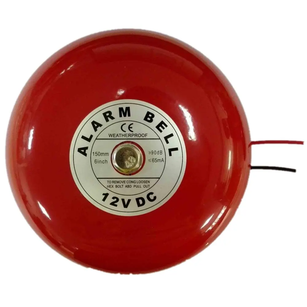 Metal housing Electric Bell Siren Sound Ring 12V/24V/220V Fire Alarm Bells 6 inch Bell Alarm