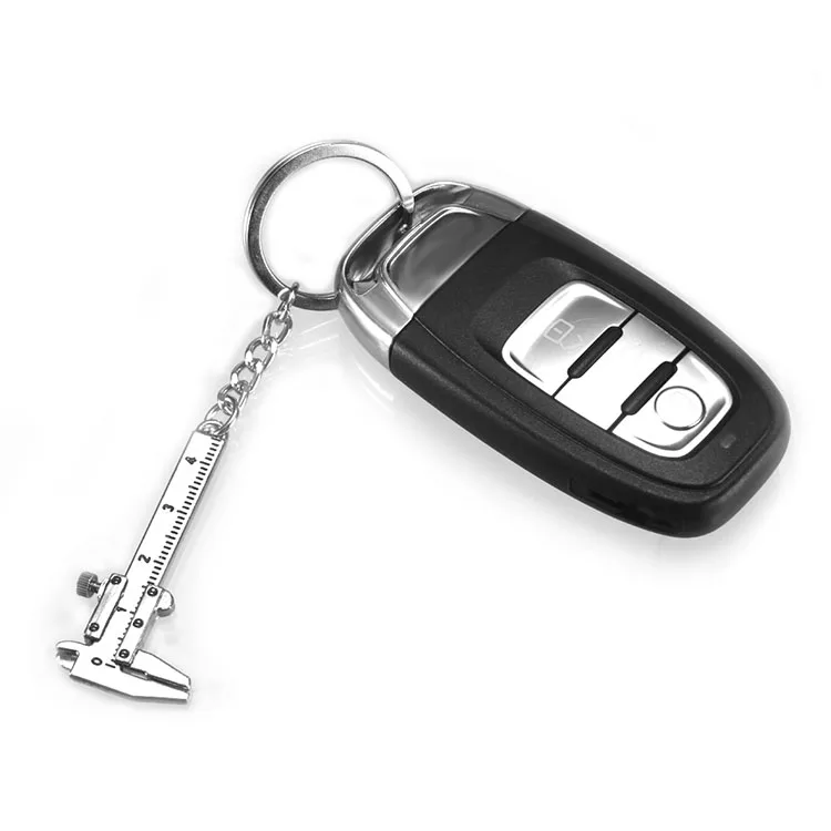 Mini Vernier Caliper Measurement Model Key Chain Zinc Alloy Stylish Silver Key Chain