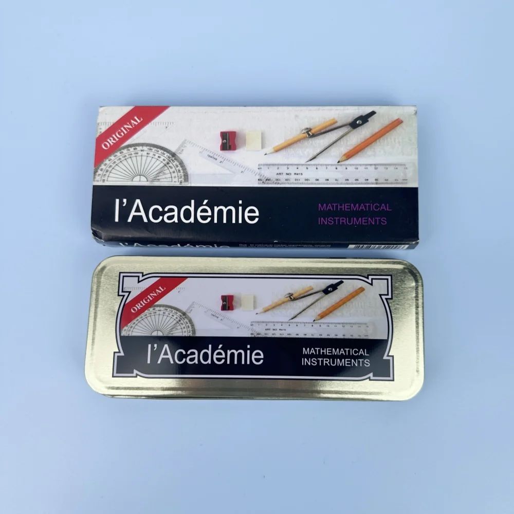 AC French Double Sided Lamping Set, Math Compass Set 10 Piece. Student measuring and drawing stationery, school office supplies