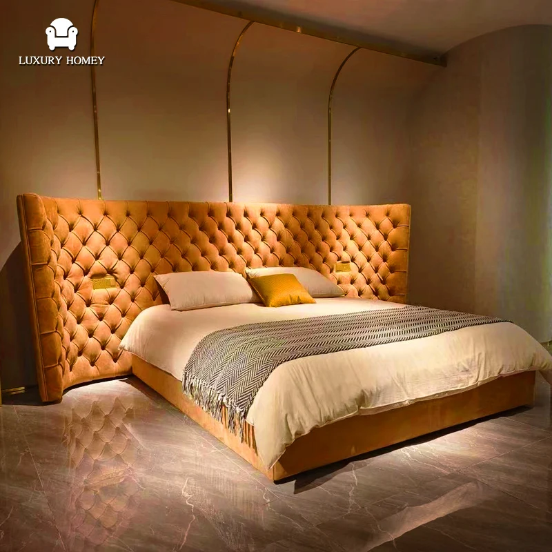 Italian High-end Modern Bedroom Furniture Designer Fashion Buckle Bedroom Set Furniture King Size Bedroom Set