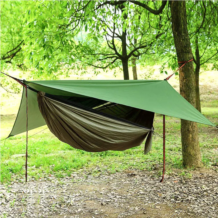 Single double high strength parachute full set hammock, travelling mosquito net camping hammock rainfly