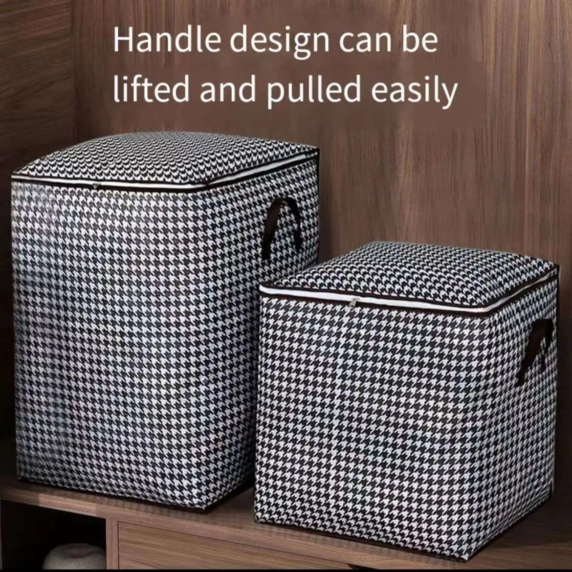 RU Foldable Blanket Cloth Storage Bag Clothes Storage Containers Basket for Organizing Bedroom Closet Drawer with 2 Windows