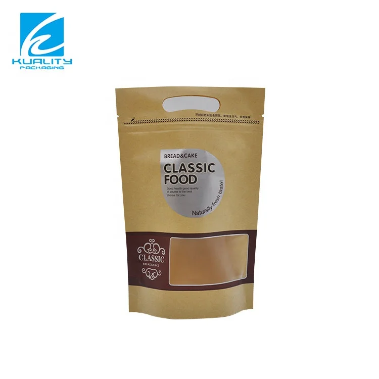 Custom Coffee Bean Bag Stand Up Zipper Pouch Kraft Coffee Paper Bag