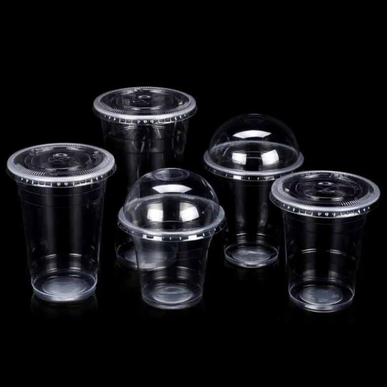 custom  PLA disposable biodegradable Cold Drink cups with lid