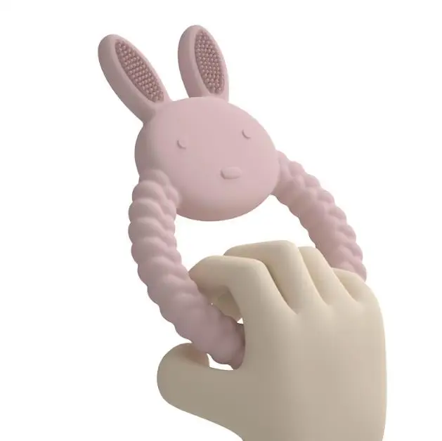Custom newborn baby design Food grade infant teething chewing silicone bunny animal teether baby toy
