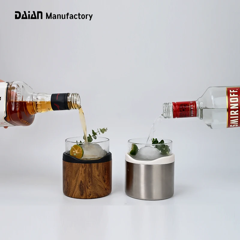 New Arrival Stainless Steel Insulation Rocks No Sweat Sleeve 9oz 12oz Cocktail Wine Whiskey Beer Can Glass For Party
