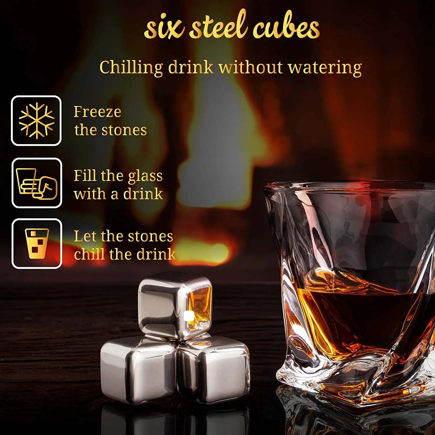Tiktok  Hot Gift Products Reusable Whisky Chilling Wine Stones Stainless Steel Ice Cubes Set for Whisky Lover