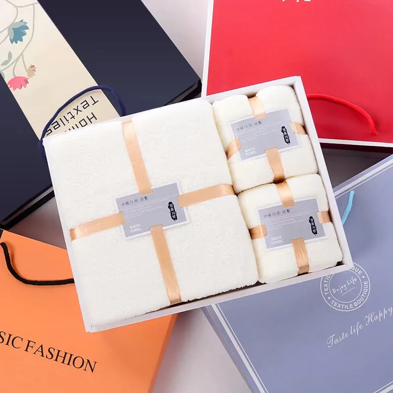Coral velvet towel bath towel three-piece gift box gift gift business company towel set