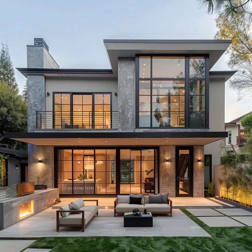 Two story  villa  Steel frame homes Prefabricated  house  customized villa portable homes with low price