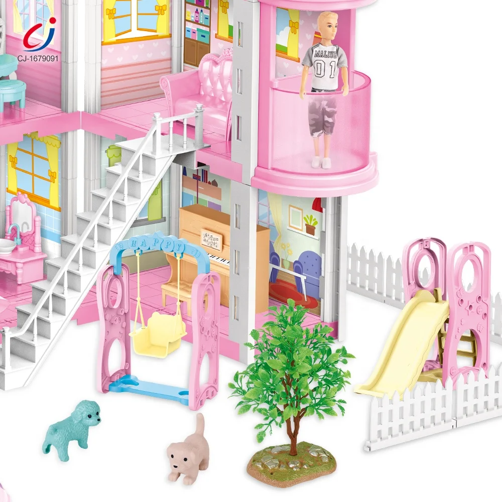 Chengji Doll House Kits to Build Diy Miniature Accessories Assemble Villa Play Set Toys for Girls