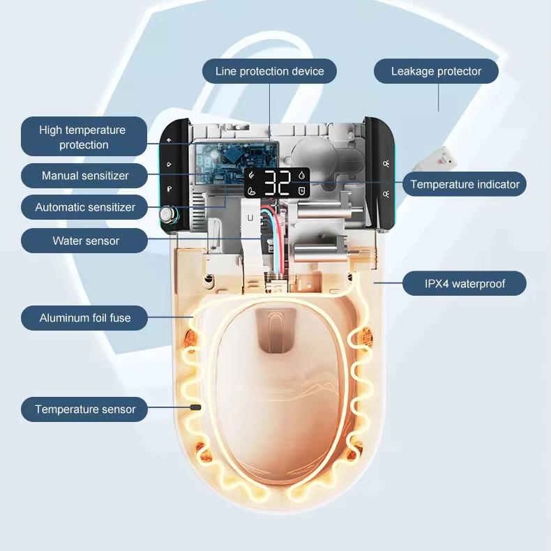 Luxury Smart Toilet Touch Screen Self Cleaning Electronic Intelligent With Baby Seating