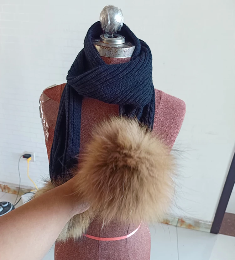 Autumn Winter Baby Scarf Solid Color Raccoon Fur Pompoms Ball Neck Warmers Kids Scarves Boys Girls Winter Knitted Scarf