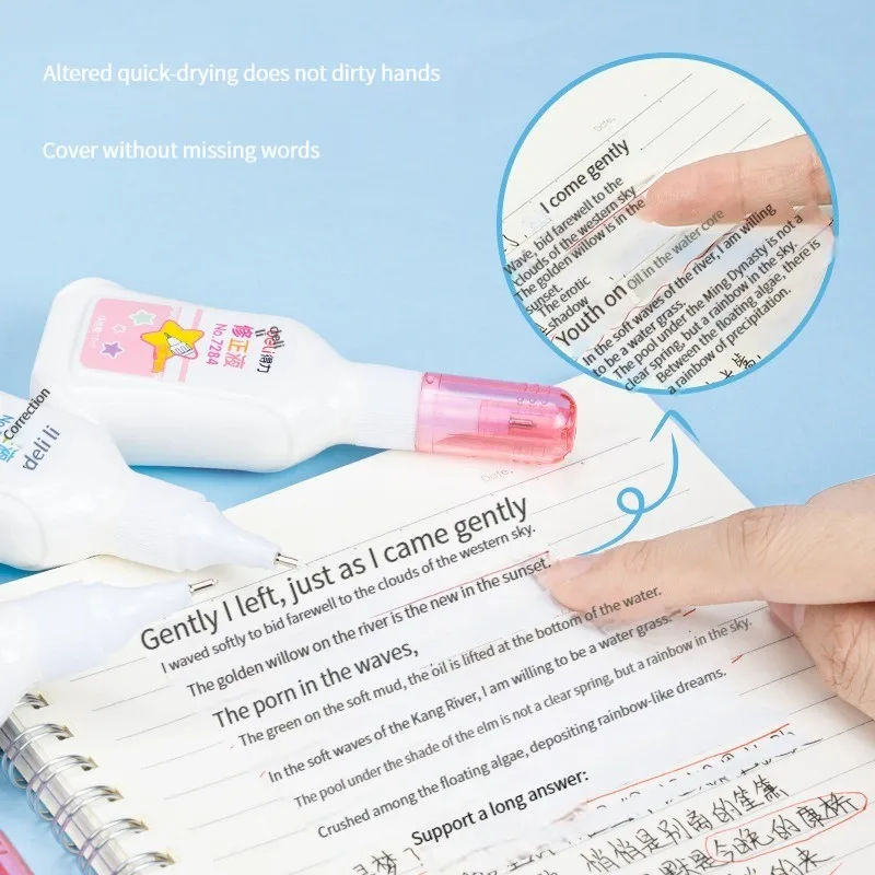 Deli 7383 High quality portable Correction Students use non-marking Stainless steel pen tip to modify the water flow