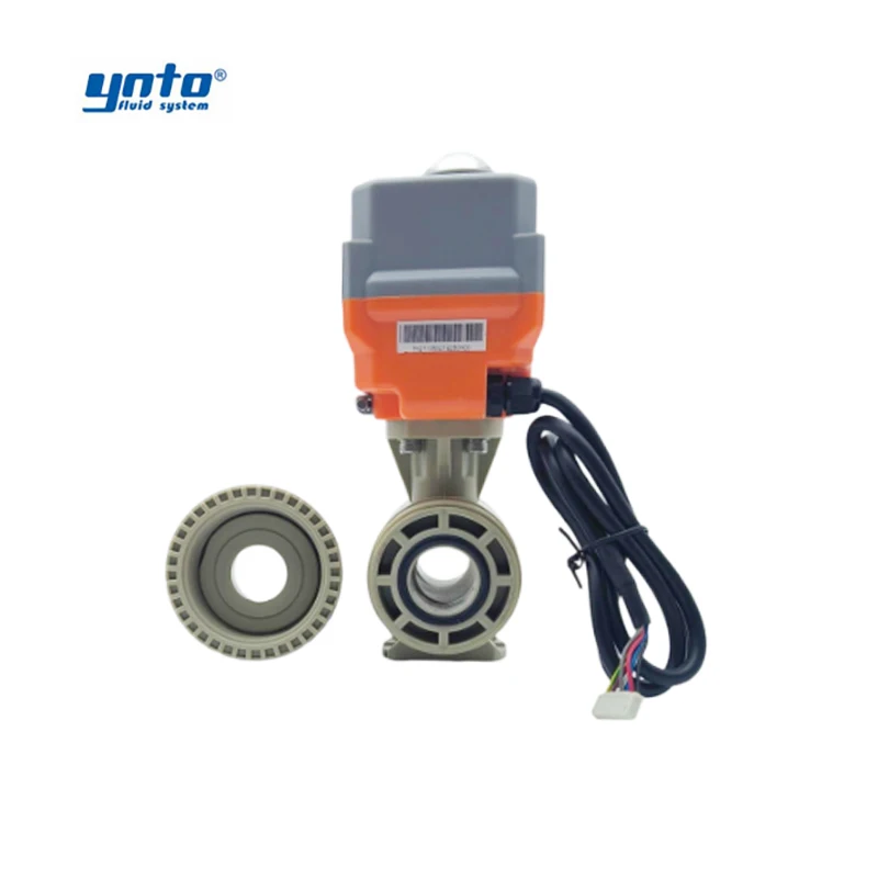 YNTO custom industrial 2 Way pvc PPH electric ball valve supplier 1 2 3 4 6 inch ac 220v 240v Electric Actuator ball Valve
