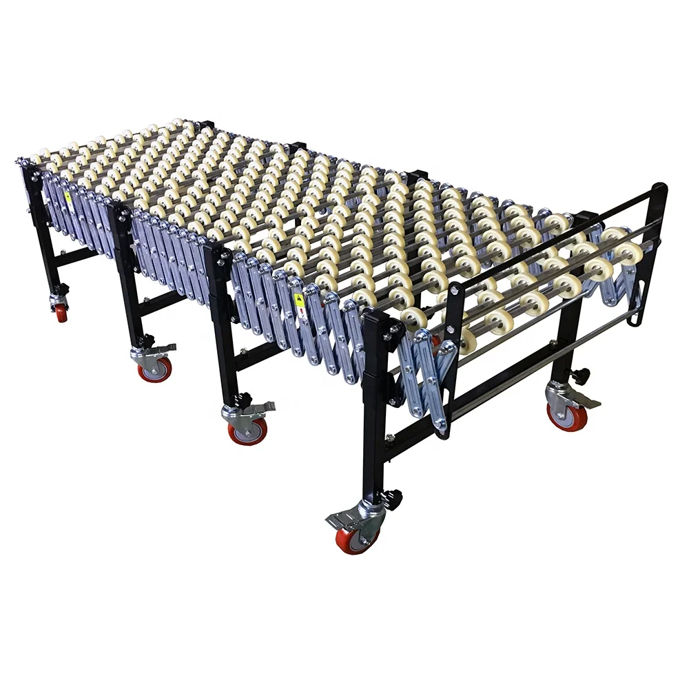 Gravity Stainless Steel Skate Wheel Conveyor  Flexible Expandable Telescopic Conveyors