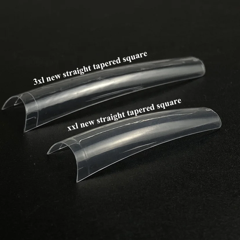 Private Label 495/ 550Pcs XXL Straight Pipe Curved Nail Tips Coffin Nail Tips French Square XXL Long Nails