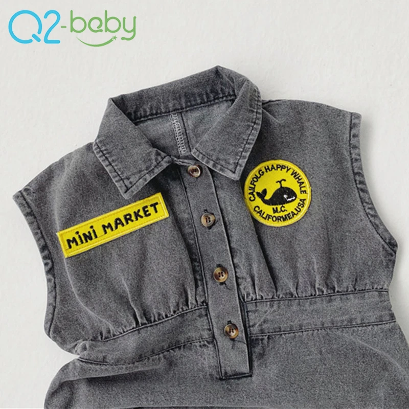 
Summer jumpsuit baby infants trendy wild tooling casual sleeveless baby denim jumpsuit romper baby 3600 
