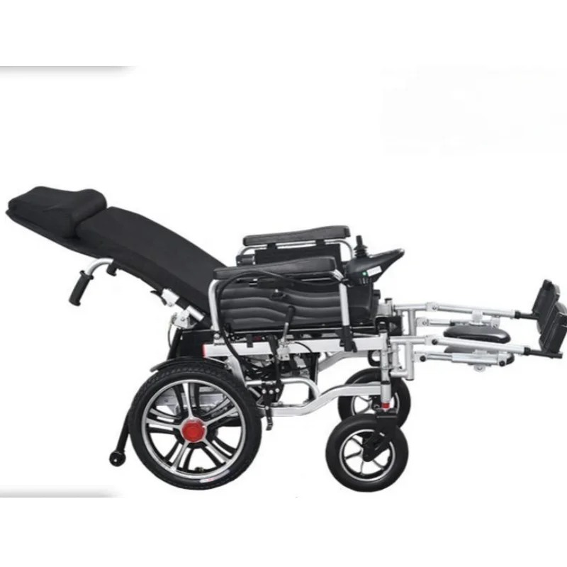 Steel Electric Folding Lightweight Wheelchair For The Elderly Disabled Electric Wheelchair Can Lie Flat