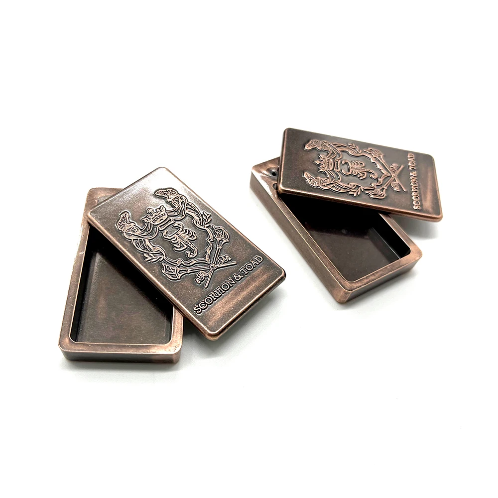 Portable Pocket Decorative Metal Pill Box Case Antique