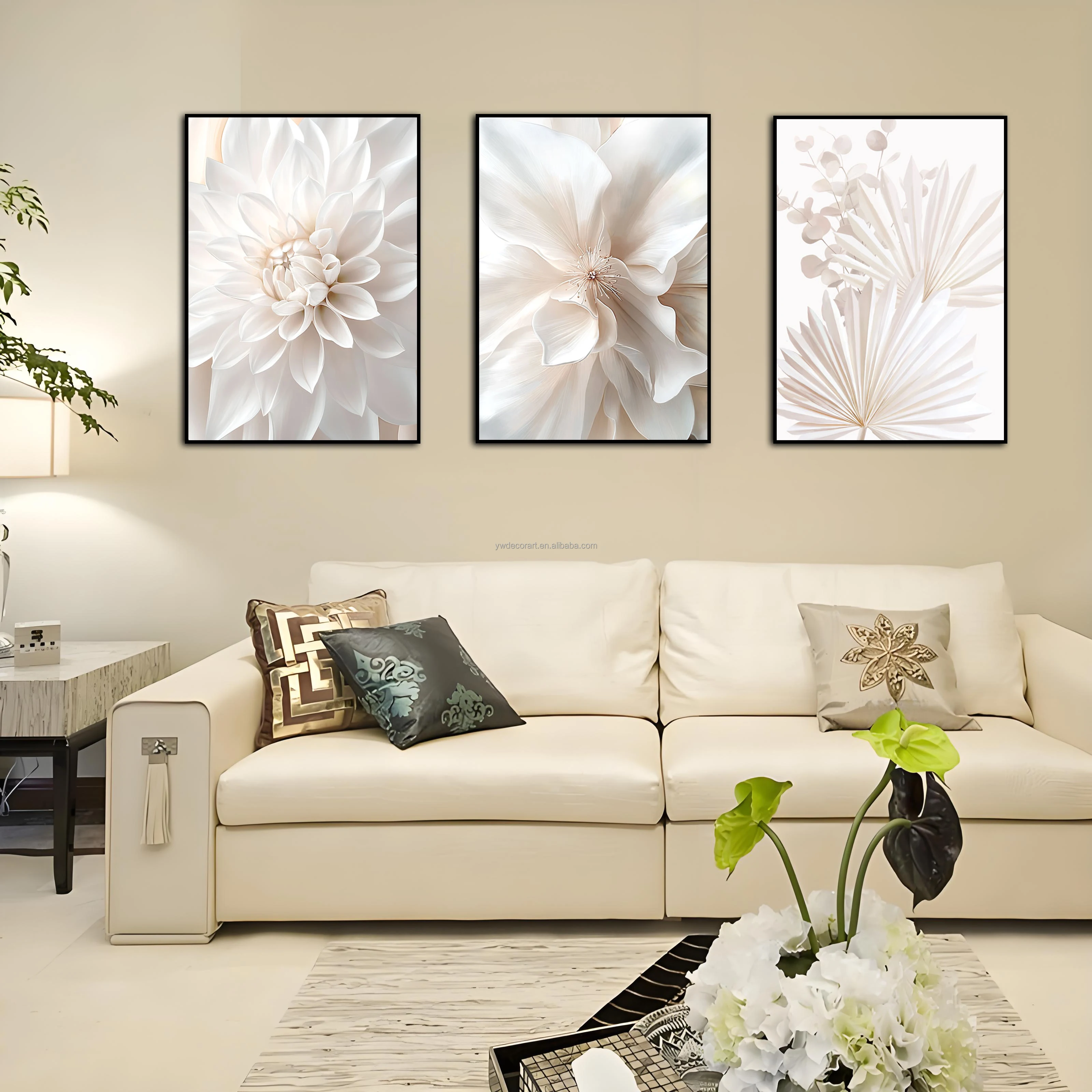 White Magnolia Canvas Wall Art Modern Floral Painting Flower Pictures Blooming Flower Painting