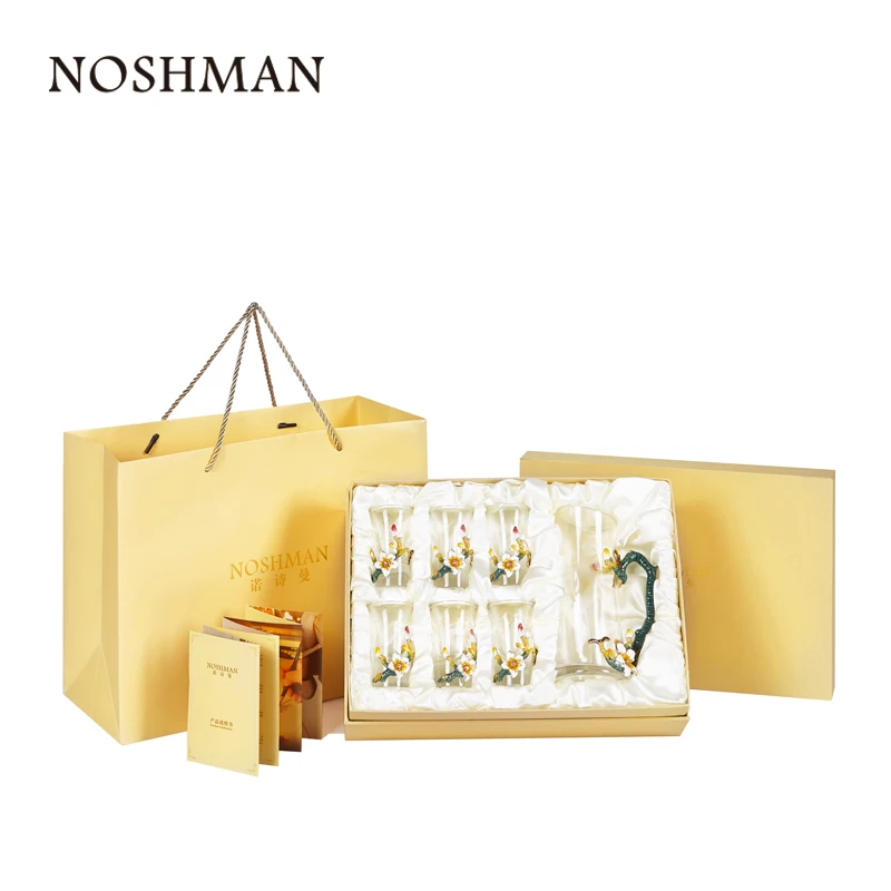 Chinese Style Vaso de whisky Glass Whiskey Wine Enamel Liquor Whiskey Wine Decanter Set