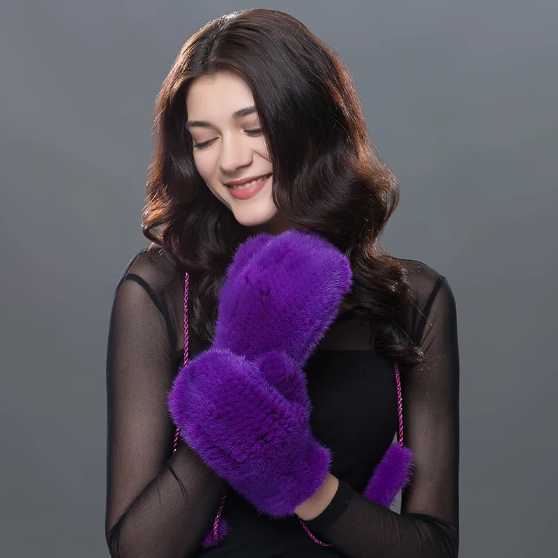 Winter Women Gloves Genuine Natural Mink Fur Gloves Brand New Fashion Lovely Mittens Thick Warm Fur Mittens