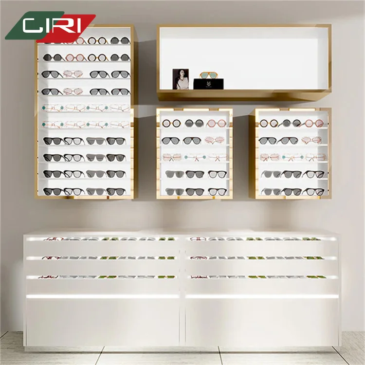 CIRI Wall Mount Glasses Display Cabinet Display Rack Wood Glasses Display Case for Retail Optical Shop
