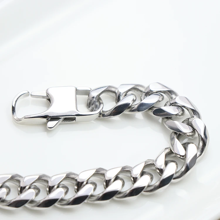 men chain necklace high finish diamond cut 10mm stainless steel cuban link chain necklace for men jewelry