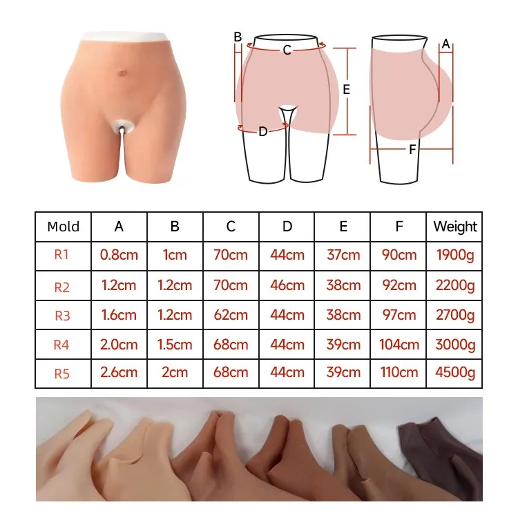 Plus size Silicone panties Soft Silicone Pad Push Up Panty Body Shaper 1 inch Hip Enhancer Butt Lifter Buttock Hips Enhancer