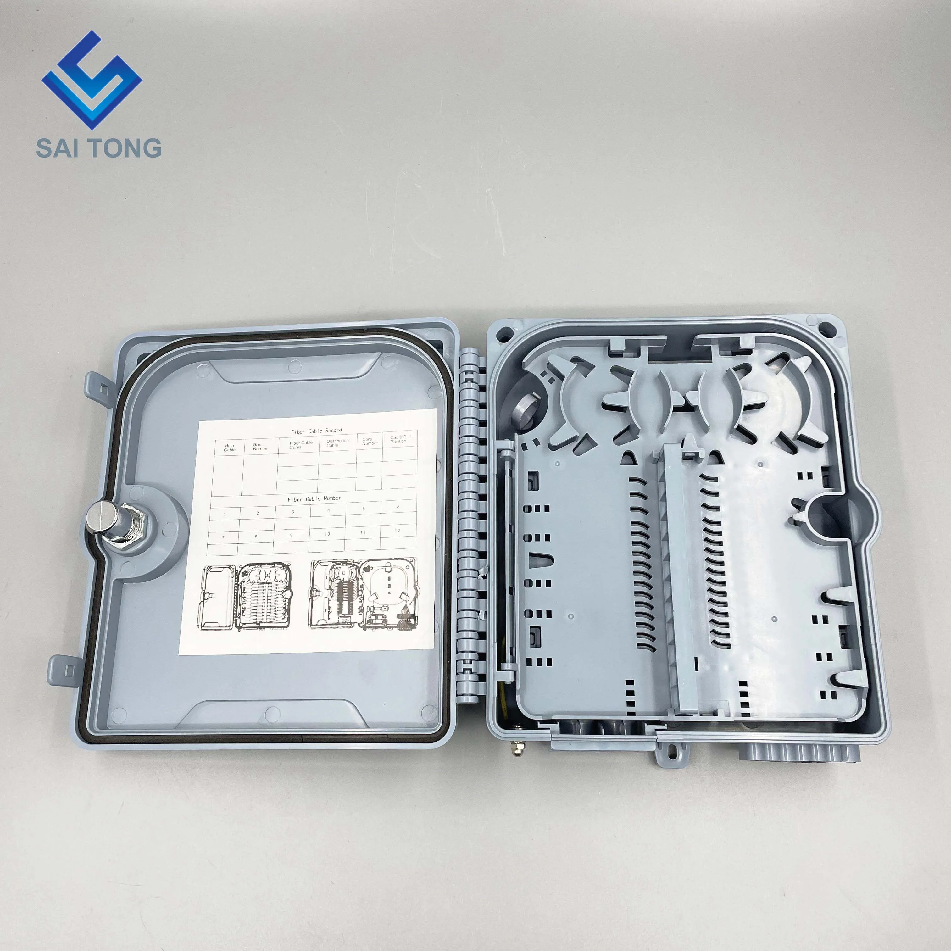 FTTH Outdoor 12 Core/port IP65 Fiber optic Connector Box Waterproof Cable Gland Gpon Onu Fiber Optic Splice Box Plastic BOX NAP