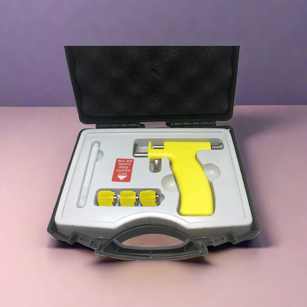 Professional No Pain Safe Ears Piercing Gun Ears Pierced Kit Black Stainless Steel Piercing Machine Factory Wholesale
