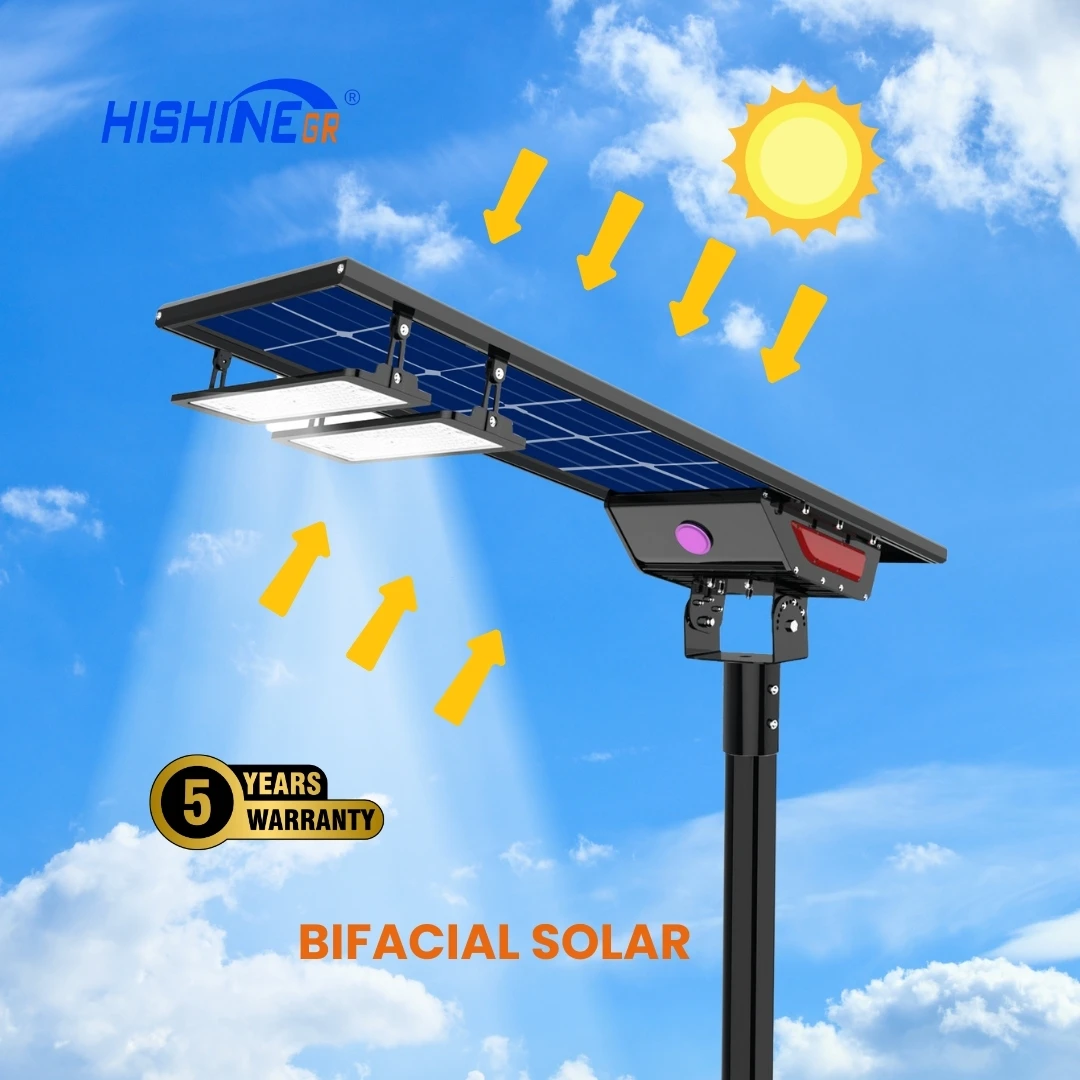 Hishine 80W 180LMW Solar Street Light 5 Years Warranty LED Solar Street Lights Outdoor Led Street Light with Solar Panel