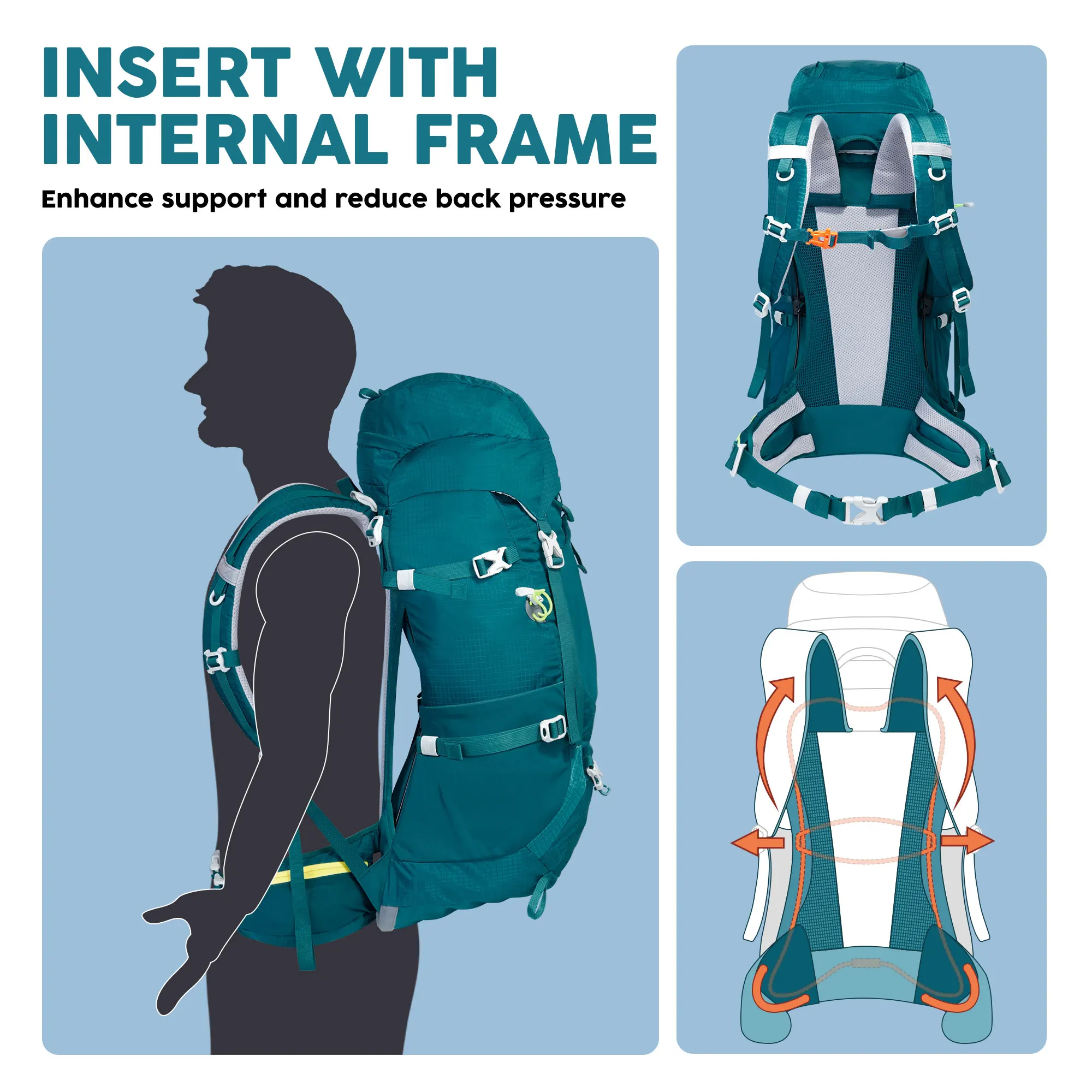 New design best selling 50L outdoor hiking backpack waterproof off-road sports backpack nylon large size bag