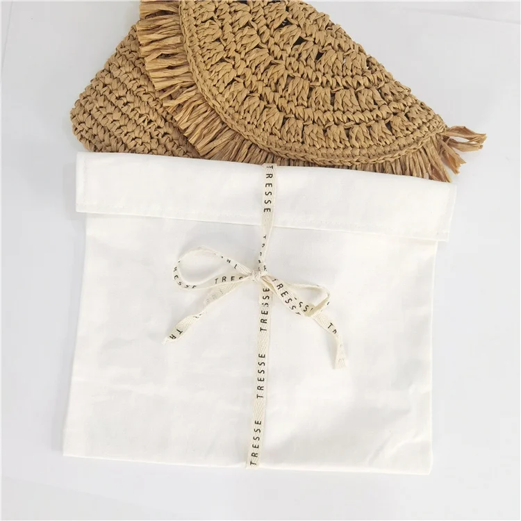 Costom Logo Printing White Envelope Cotton Canvas Clothes Pillow Pouch Bag With Cotton Bow Envelope Dust Pouch