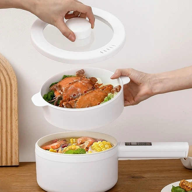 New Style Custom Logo Long handle Mini Electric Steamer Boiler Hot Pot cooker Nonstick Breakfast Cooker