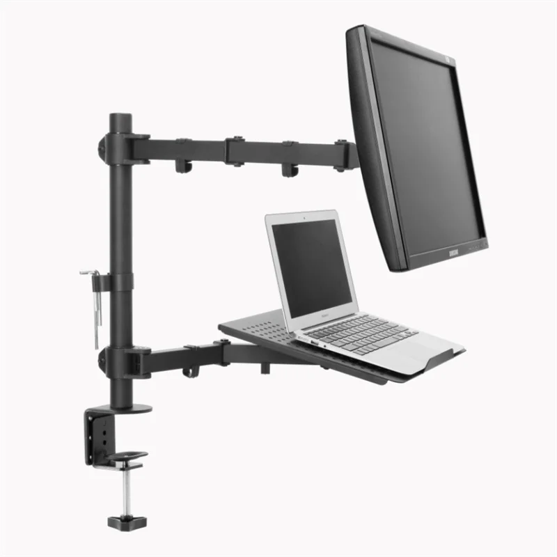 LCD Monitor Arm With Laptop Notebook Adaptor Adjustable Dual Monitor Mount Stand