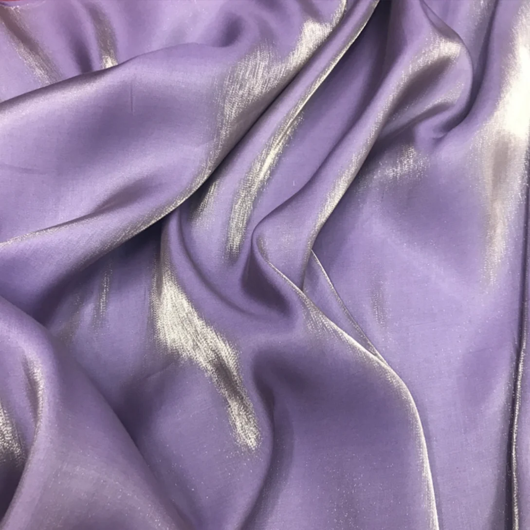
New Style polyester viscose two tone shiny satin fabric for fashion dress 